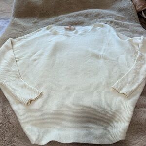 Philosophy Cream Crew Neck Dolman Sweater with Textured Knit L